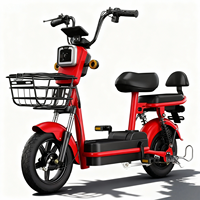 Scooter Eléctrico Ligero de Dos Plazas en Oferta, Batería de Litio de 48V, Bicicleta Eléctrica para Viajes Urbanos Cortos
