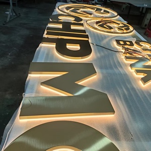 Lettres Rétroéclairées LED Sur Mesure, Logo 3D Découpé au Laser en Métal Acier Inoxydable, Enseigne <span class=keywords><strong>Or</strong></span>, Lettres Dorées - Product Image 4