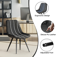Chaises de salle à manger modernes sans accoudoirs en cuir PU, assise rembourrée douce, dossier haut, pieds en métal robustes, mobilier de restaurant