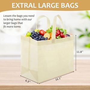 Bolsa de Compras Reutilizable Personalizada para Tiendas Boutique, Bolsa de Tela Grande Beige, Bolsa de Compras de Tela No Tejida, Bolsa de Supermercado Rpet - Product Image 2