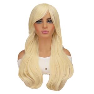 Perruque de cosplay pour film - <span class=keywords><strong>Cheveux</strong></span> longs synthétiques <span class=keywords><strong>bouclés</strong></span> micro, blond clair, résistants à la chaleur - Product Image 1
