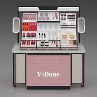 Comptoir de test de maquillage cosmétique personnalisé avec éclairage LED, kiosque d'affichage de beauté avec tiroirs de rangement pour boutique de cosmétiques, kiosque de centre commercial