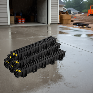 Grille de drainage Vevor 5,9x5,1 pouces en plastique noir pour garage et allée, lot de 6 avec embouts - Product Image 2