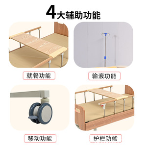 Yaoshuang Manual Nursing <b>Bed</b> Wooden Frame Stainless Steel Home Care Elderly Use - Product Image 4
