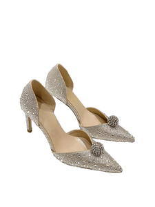 Escarpins Jimmy Orsay à talons aiguilles, ornés de cristaux étincelants et d'un accent boule décoratif, à bout pointu, pour mariages et événements - Product Image 4