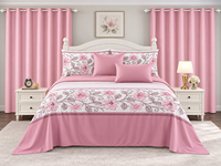 En stock : Ensemble de literie 8 pièces pour chambre à coucher, tailles Queen et King, imprimé, avec drap-housse, drap plat, rideaux et taies d'oreiller