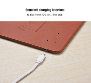PU-Leder Gaming-Mauspad mit Kabelloser Ladestation, Schlichte Designs, Kabelloses Lade-Mauspad - Product Image 4