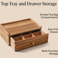 Boîte de rangement personnalisée en bois pour sachets de thé avec tiroir supérieur, coffre de service à thé, boîte de rangement pour service à thé d'accueil