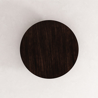 Table basse en bois d'ingénierie de qualité supérieure, à plateau rond, en bois foncé, avec support créatif en forme de boule et de bloc
