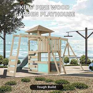 Moderne enfants sapin en bois rôle Cubby bricolage bois maison Train ensembles <span class=keywords><strong>de</strong></span> jeu ensemble étanche extérieur jardin Playhouse - Product Image 3