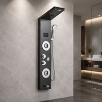 Robinet de douche thermostatique mural en acier inoxydable moderne DMAN EC-1043 avec affichage LED et poignée unique, pommeau de douche rectangulaire