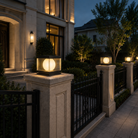 Lampadaire de jardin moderne avec panneaux à motifs montagneux pour poteaux de portail de villa