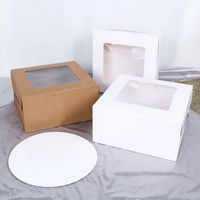 Boîte à pâtisserie carrée en papier kraft brun naturel en gros avec fenêtre transparente, imprimée offset, pour gâteaux d'anniversaire à emporter