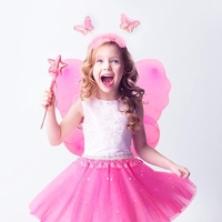 Ensemble de costume de fée avec ailes de papillon, tutu, baguette magique et serre-tête, jeu amusant pour se déguiser en fée pour les filles
