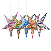 Lanterne en papier à cinq branches écologique et lumineuse, lanterne en papier 3D en forme d'étoile, décorations murales intérieures pour fête de Noël