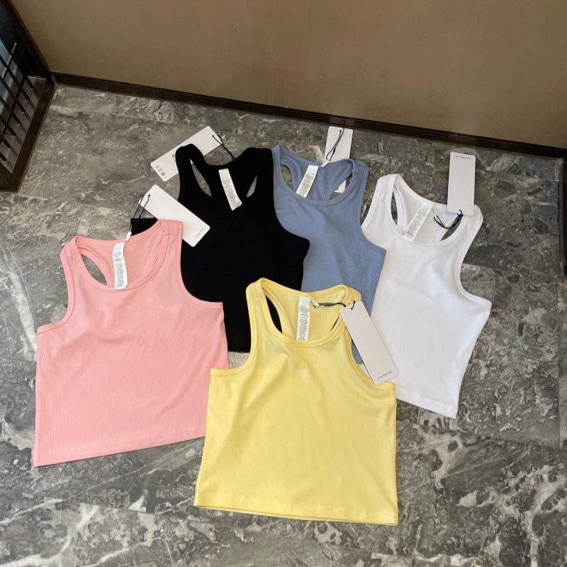 Summer A10 Yoga Casual Bow Collar Sports Tank Top Women Breathable Cotton Spandex Dobby Fabric Regular Beautiful Back Design