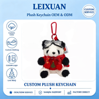 Porte-clés en peluche Panda de Noël au design Anime Kawaii, avec lunettes de pilote, pull rouge et écharpe, animal en peluche mignon, pendentif de sac pour les fêtes
