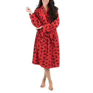 2024 Fashion Woman Custom Red Colour Nighty 100% Polyester Robe