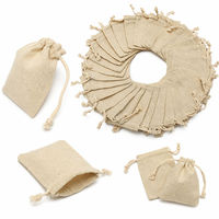 Pochette en lin avec cordon de serrage, sac de rangement en coton, emballage cadeau neutre, sachet pour bijoux, artisanat, shopping