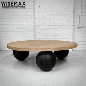WISEMAX MEUBLES Offre Spéciale moderne de luxe conception ronde table basse salon en bois massif faible hauteur centre table
