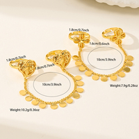 Cincin Berlapis Emas Dubai untuk Wanita, Cincin Rantai Model Arab dengan Ukiran Filigree, Perhiasan Timur Tengah