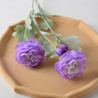 Bouquet de 3 têtes de pivoines artificielles floquées, fleurs en soie haut de gamme, arrangement élégant pour la décoration de la maison et de mariage