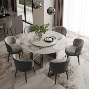 Tavolo da pranzo rotondo in marmo di lusso <span class=keywords><strong>NOVA</strong></span> luce sedie Set 8 posti moderno Hotel <span class=keywords><strong>mobili</strong></span> sala da pranzo <span class=keywords><strong>tavoli</strong></span> con gambe in metallo nero - Product Image 5