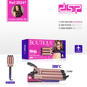 Fer à boucler professionnel Dsp à 3 barils, rose, revêtement céramique, chauffe rapide, multi-styler - Product Image 2