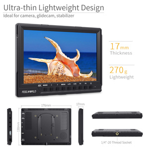 จอภาพกล้อง FEELWORLD FW760 ขนาด 7 นิ้ว IPS, ความละเอียด 1920x1200, ความสว่าง 450nits, 4K HDMI, บางเฉียบ 17 มม. สำหรับชุดอุปกรณ์ DSLR, บริการ OEM/ODM - Product Image 3