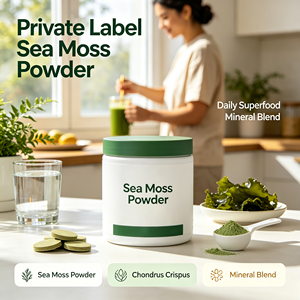 Poudre de mousse de mer à marque privée Chondrus Crispus, mélange minéral apaisant pour les intestins, superaliment quotidien, fabricant OEM - Product Image 2