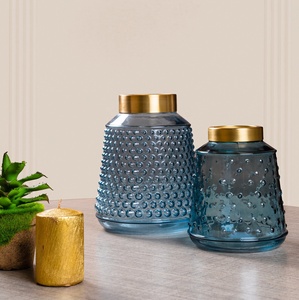 Beautiful High Quality <b>Blue</b> Umbert Textured <b>Blue</b> <b>Glass</b> <b>Vase</b> - Product Image 2