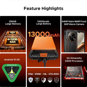 <span class=keywords><strong>Doogee</strong></span> Fire 7 6.6 pouces 5G Android 15 Smartphone 256GB 64MP Caméra 13000mAh Batterie IP68 Téléphone robuste - Product Image 5