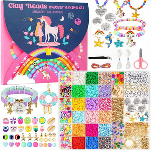 <b>Clay</b> Beads Bracelet Making Kit Art Craft <b>Set</b> For Kids Ages 6+ DIY Jewelry Making Toy With Colorful Beads And Charms - Product Image 5