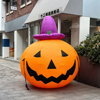 Petit chapeau de sorcière gonflable d'Halloween en forme de citrouille, visage de dessin animé, publicité personnalisée, étanche, alimenté par USB, durable pour fête de jardin