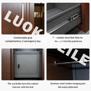 Armoire/<span class=keywords><strong>placard</strong></span> grande taille 4 portes 2 tiroirs avec miroir - Product Image 4