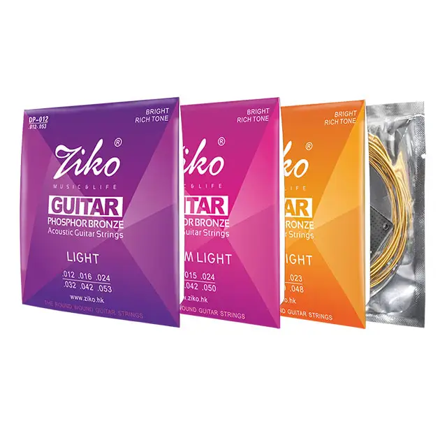 Maravilhosa Qualidade 012 Calibre Ziko Cordas Densun Pequeno MOQ OEM Aceitado Fósforo Bronze Tom Quente Bulk Guitar Strings