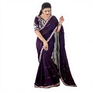 Wholesale Stylish Sequence Embroidery Worked Heavy Gloomi Rangoli Fabric Sari Blouse Indian Pakistani Style Party Wedding - Product Image 1