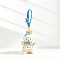 Porte-clés personnalisé en peluche agneau Kawaii, adorable breloque de sac en forme d'animal en peluche avec bonnet de nuit et robe pour décoration de sac à dos, cadeau d'anniversaire