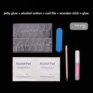 Outils d'art des ongles Kit d'application d'ongles à presser ensemble complet avec onglets de colle à ongles double face lime en bois tampons d'alcool - Product Image 1