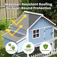 Poulailler en bois moderne de haute qualité pour jardin, avec enclos, toit imperméable et résistant aux intempéries, bac de nettoyage extractible et roulettes mobiles.