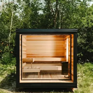 Brand New Outdoor Hemlock Cube Sauna For 6-8 People Sauna Room