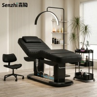 Lit de beauté électrique de luxe noir, mobilier de salon unique, lit de massage à 4 moteurs, lit de soins synthétique, lit pour extensions de cils
