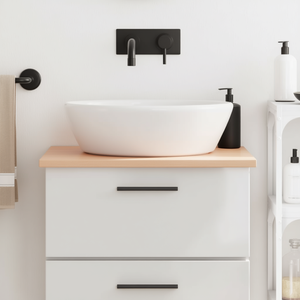 Light Brown Solid Wood Bathroom Vanity 23.6x23.6x0.8 In Square Countertop Minimalist Design Floor Standing - Product Image 2