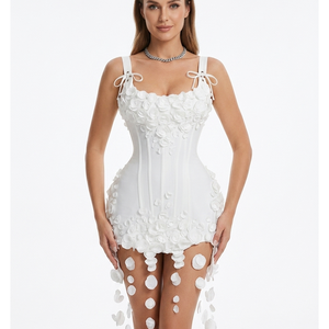 Nuovo Arrivo Moda Donna: Abito Estivo Sexy Aderente con Fiori 3D e Nappe, Mini Abito Fasciante Casual da Festa - Product Image 1