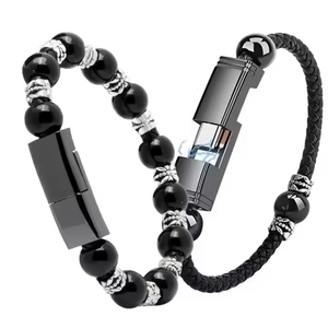 Câble de données USB portable pour voyage, <span class=keywords><strong>bracelet</strong></span> de charge, câble de charge en cuir tressé pour poignet - Product Image 1