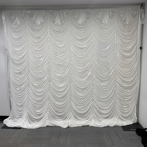 Rideau de fond de scène de mariage en soie glacée ondulée et plissée de luxe 3x3m pour fête d'anniversaire et décoration de scène - Grande Vente - Product Image 4