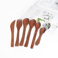 Ensemble de Bols de Service Décoratifs Biologiques en Coque de Noix de Coco (6 Pièces) avec Ensemble de Cuillères et de Fourchettes (4 Pièces) pour Smoothies d'Été