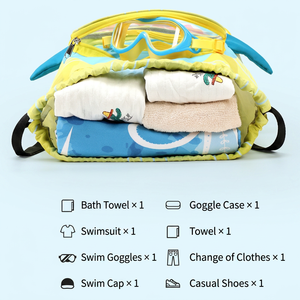 Bolsa de Natación Impermeable para Niños, de Gran Capacidad, con Separación para Ropa Seca y Mojada, con Cordón, Diseño de Tiburón - Product Image 2