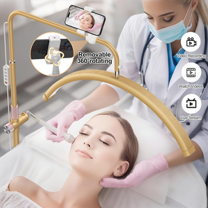 Lampe LED demi-<span class=keywords><strong>lune</strong></span> réglable sur pied avec support de téléphone pour extensions de cils, nail art, tatouage, soins de la peau, salon de beauté et SPA - Product Image 2