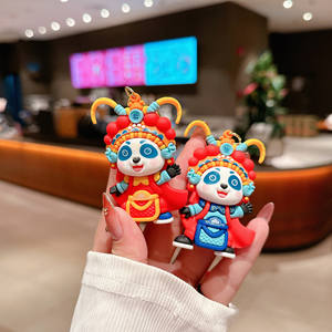 Cinese Opera Panda drago cinese 3D portachiavi moda coppia accessori carino zainetto ciondolo portachiavi auto - Product Image 4
